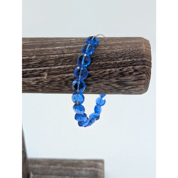 Alex and Ani Blue Faceted Crystal Bead Adjustable Wire Bangle Bracelet - Picture 3 of 4